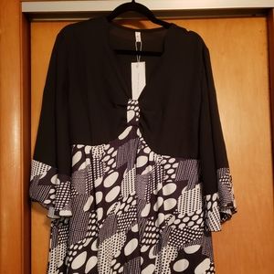 Blouse with bell sleeves